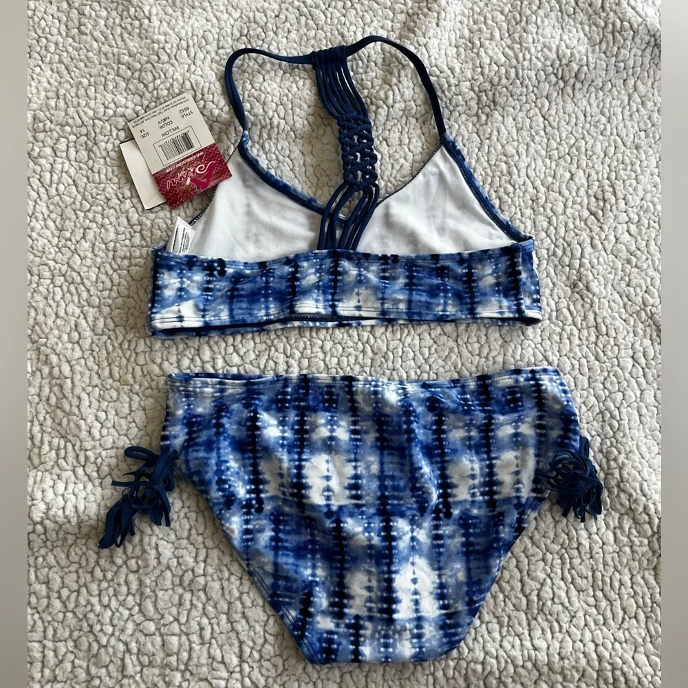 NWT - Kanu Surf - Girls Size 14 - Blue Tie-Dye Bikini Swimsuit